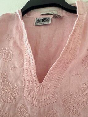 Irish Linen Edward Embroidered Tunic Top